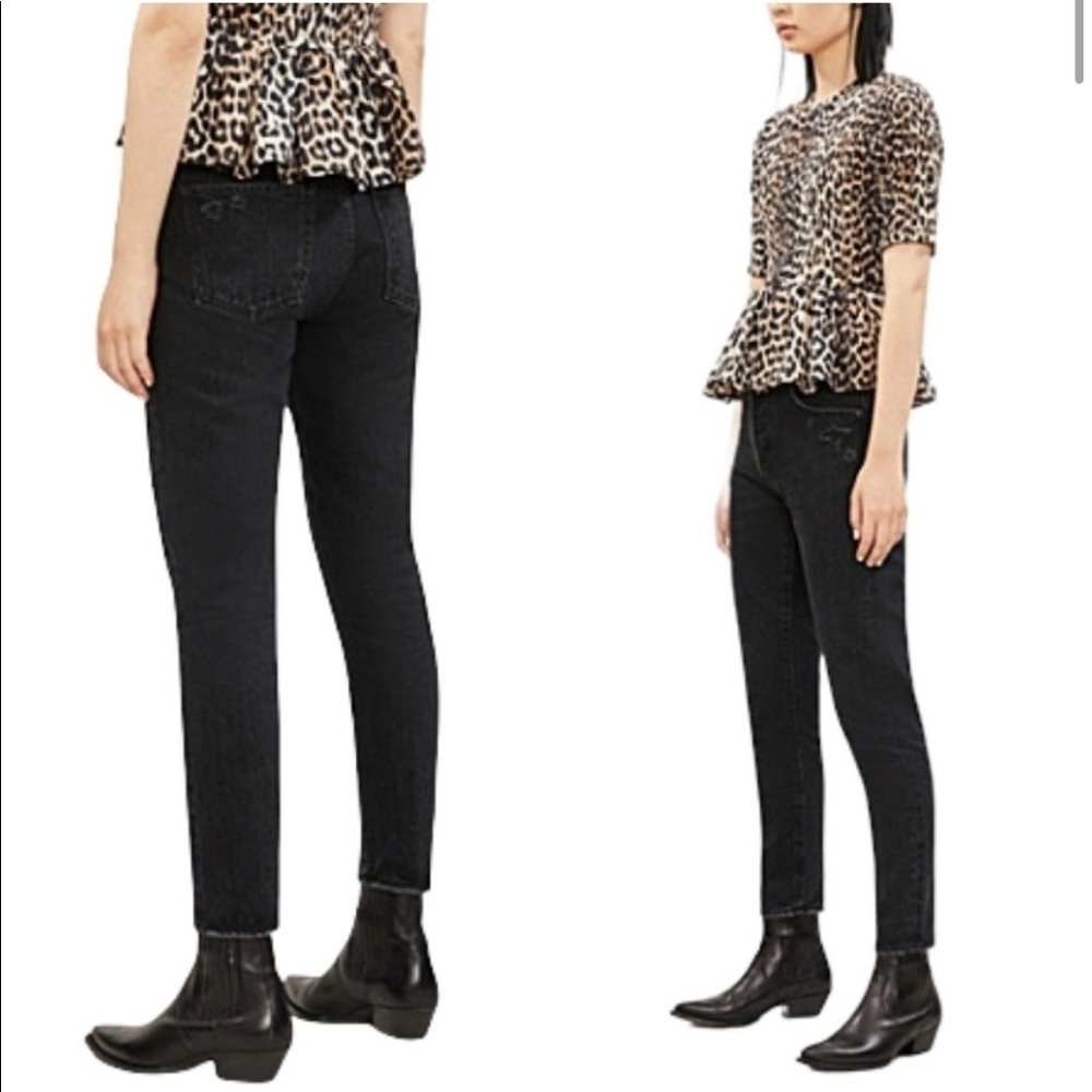 NEW MOUSSY VINTAGE Andrews Ripped Tapered High-rise Jeans In Black